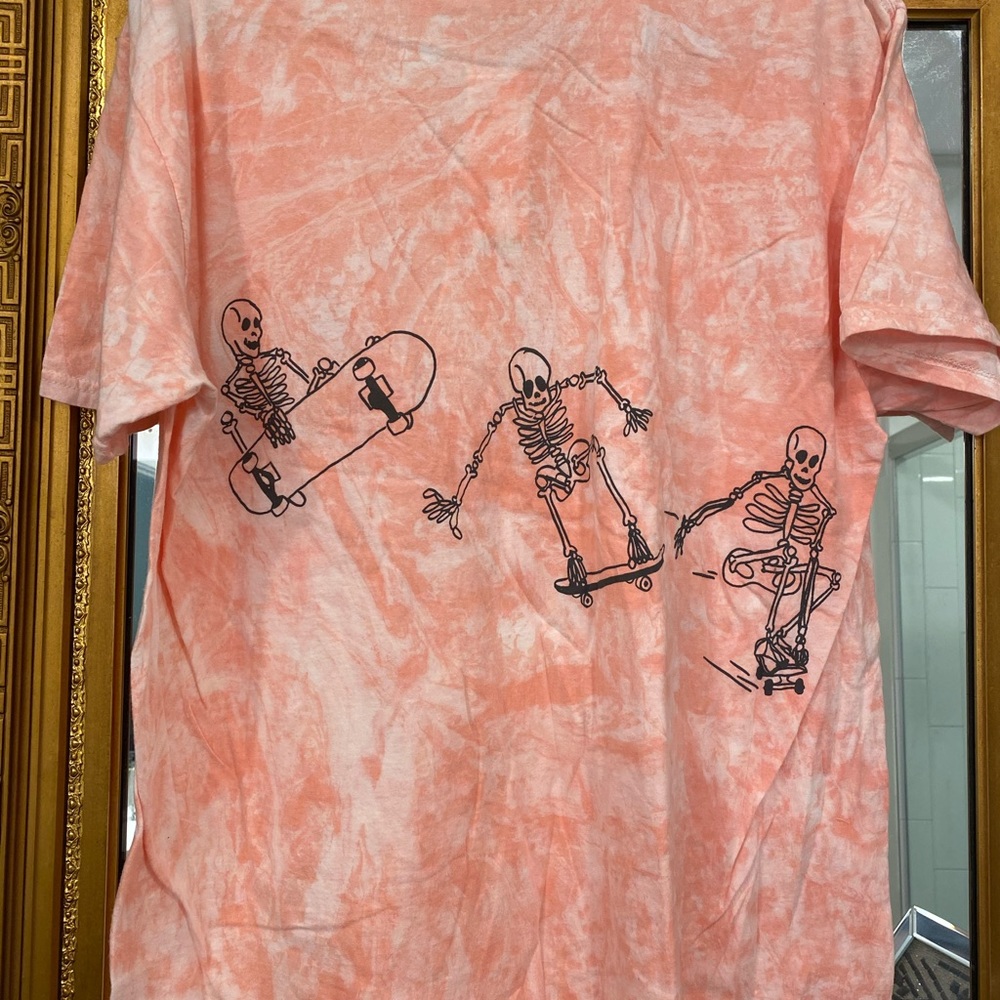 Urban Outfitters tie dye tee with skeletons